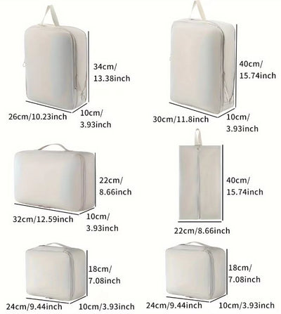 6 Piece Luggage Packing Cubes / Clothing Organiser