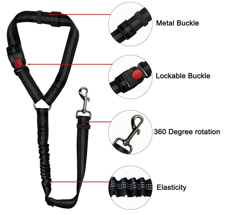 Car Headrest Pet Restraint with Bungee