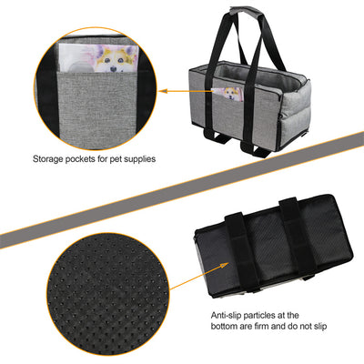 2-in-1 Car Centre Console Pet Seat and Carrier with Safety Tether and Removable Bed