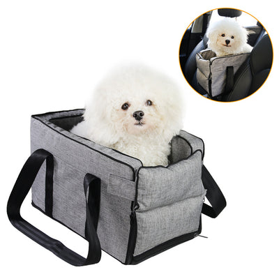 2-in-1 Car Centre Console Pet Seat and Carrier with Safety Tether and Removable Bed
