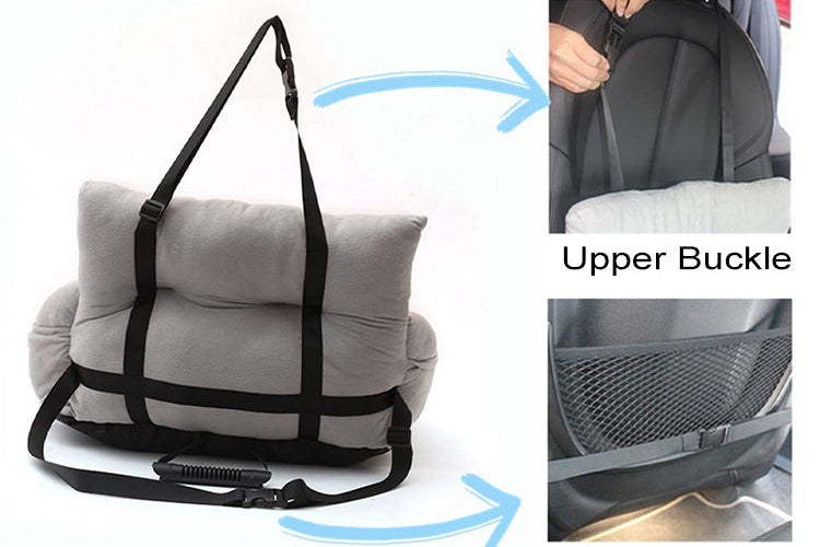 Car Seat Pet Lounge with Safety Tether and Removable Cushion