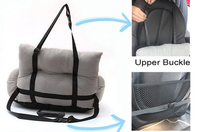 Car Seat Pet Lounge with Safety Tether and Removable Cushion