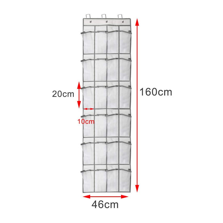 Door Hanging Clothes Storage Organiser with mesh pockets and travel clip