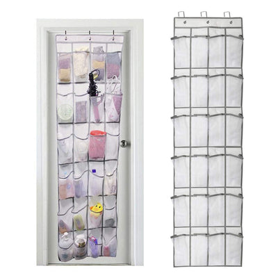 Door Hanging Clothes Storage Organiser with mesh pockets and travel clip