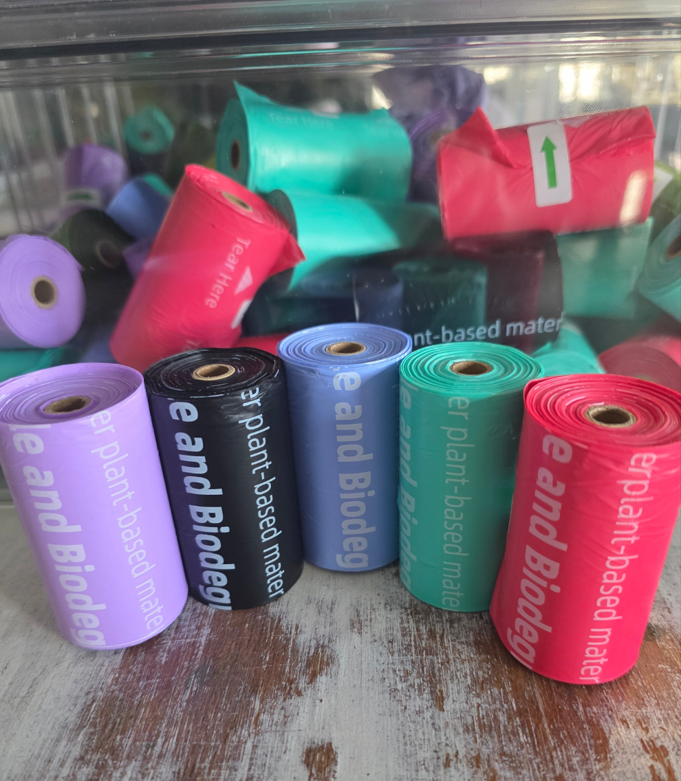Biodegradable plastic bag rolls